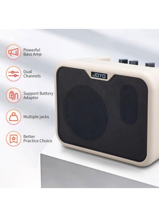 10W Mini Bass Amp - Bass Guitar Practice Amp Combo Bass Amplifier Portable Small Battery Powered Bass Amp Dual Channel (MA-10B) - view 2
