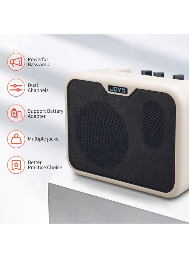 جويو مضخم صوت بيس صغير MA-10B – مضخم بيس محمول للتمرين، 10 واط، قناتين، يعمل بالبطاريات، لموسيقى الجيتار الكهربائي - Image 2