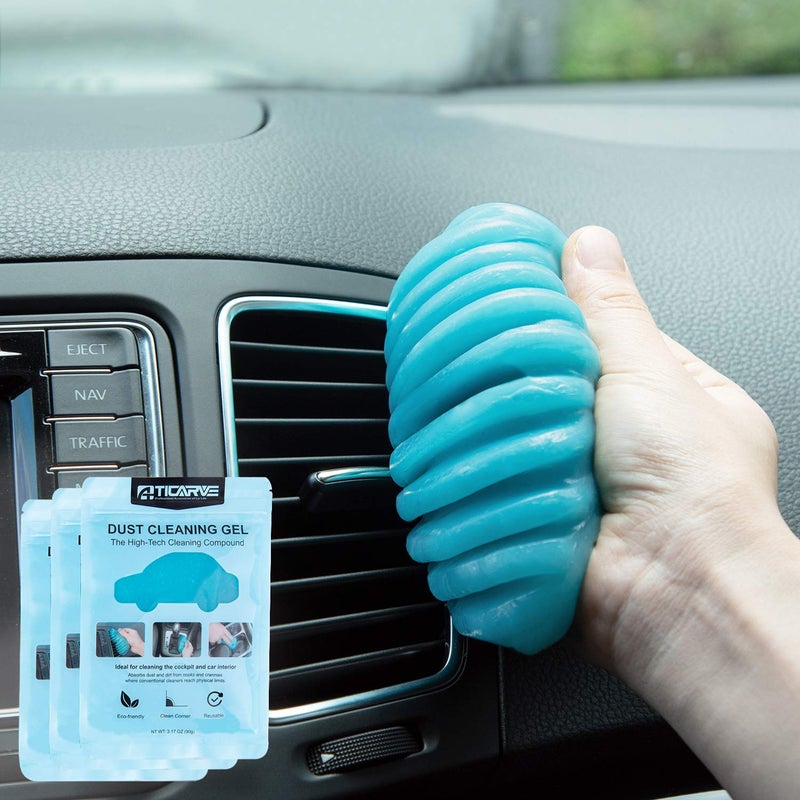 TICARVE 3 Pack Cleaning Gel for Car Detailing Putty Car Vent Cleaner Goo Cleaning Putty Gel Auto Detailing Tools Car Interior Cleaner Dust Cleaning Mud for Cars Dust Cleaner Slime Keyboard Cleaner - Image 3