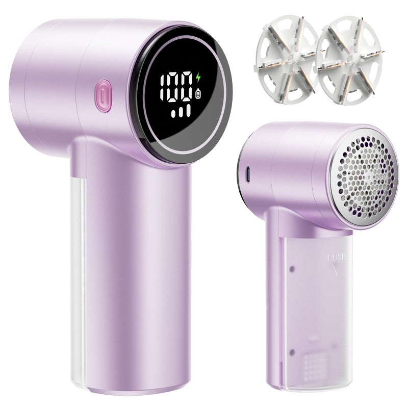 coldSky Fabric Shaver Rechargeable Lint Shaver with Digital Display 3Speeds Sweater Shaver with 6Leaf Blades Electric Portable Lint Remover to Remove Pilling for Clothes Furniture Couch Blanket