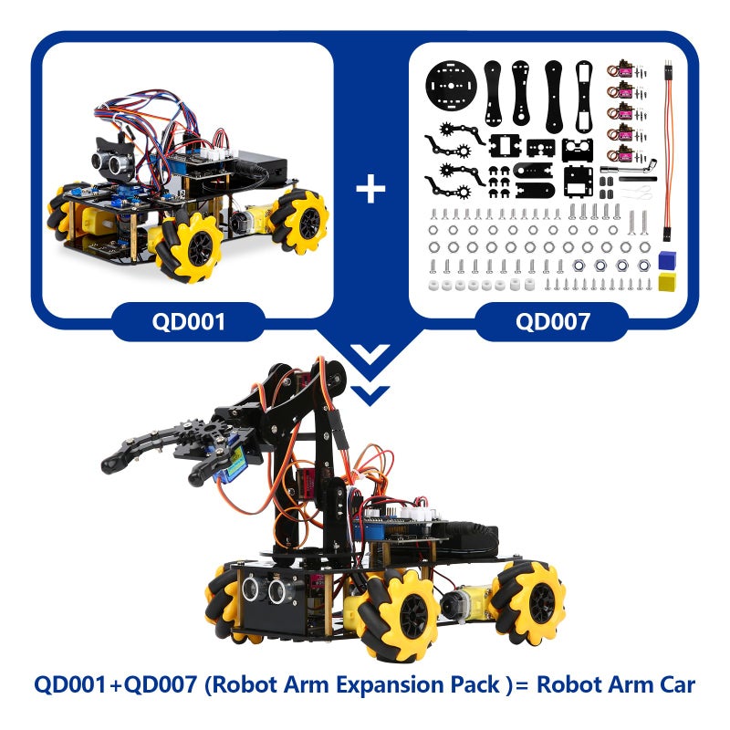 ACEBOTT Robot Arm Expansion Pack Smart Car Starter Kit, Robotics Kit for Kids Ages 8-12 12-16, STEM Toys Coding Robot Kit for Teens & Adults(QD007) - Image 3