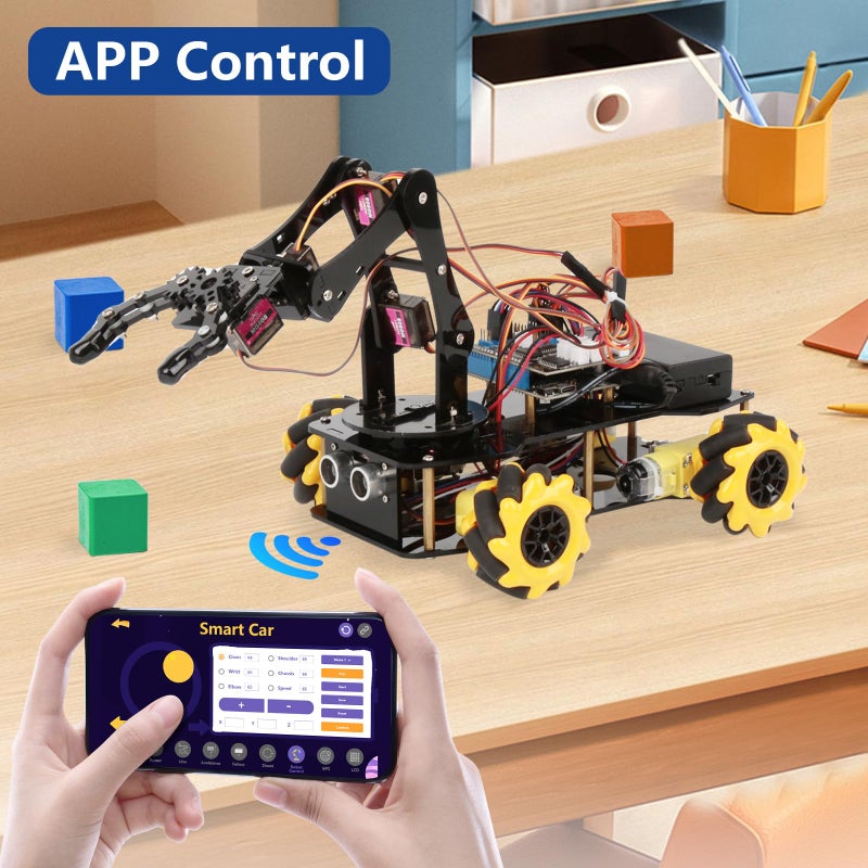 ACEBOTT Robot Arm Expansion Pack Smart Car Starter Kit, Robotics Kit for Kids Ages 8-12 12-16, STEM Toys Coding Robot Kit for Teens & Adults(QD007) - Image 4