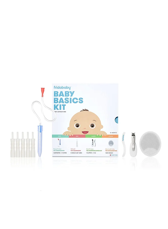 fridababy Baby Basics Kit- Includes NoseFrida, NailFrida, Windi, DermaFrida With Silicone Carry Case And SmileFrida The Finger Toothbrush