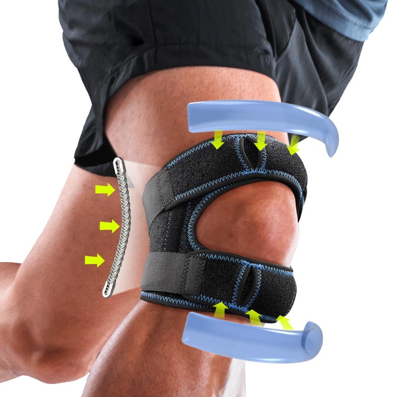 LETSHAKE Patellar Tendon Support Strap with Side Stabilizers & Patella Gel Pads, Knee Brace for Women Men Meniscus Tear, Knee Pain Relief, Arthritis Pain And Support, Double Patella Bands (Large) - Image 1