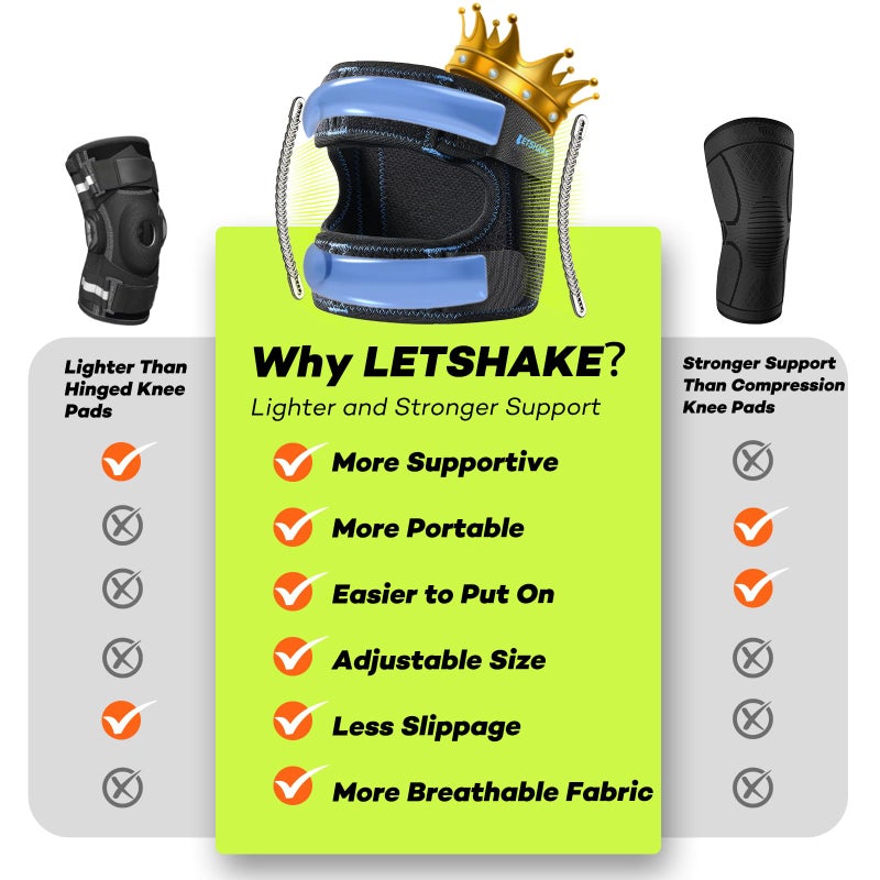LETSHAKE Patellar Tendon Support Strap with Side Stabilizers & Patella Gel Pads, Knee Brace for Women Men Meniscus Tear, Knee Pain Relief, Arthritis Pain And Support, Double Patella Bands (Large) - Image 5
