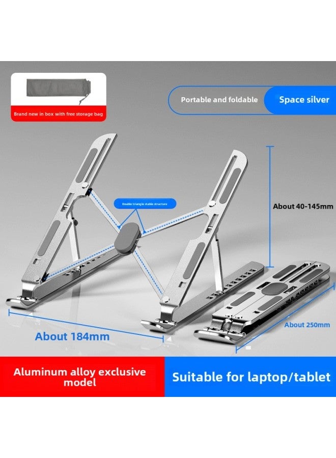 Laptop Stand Desktop Plus Elevated Foldable Portable Support Aluminum Alloy Flat Portable Office Special-Color:Business Silver  Comes With Storage Bag  - Image 1