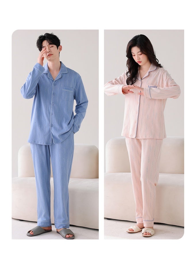 Cotton Couples Pyjamas Set Men Autumn Loungewear Casual Women's Pijamas Long Sleep Tops Pant couples matching Clothings - Image 2