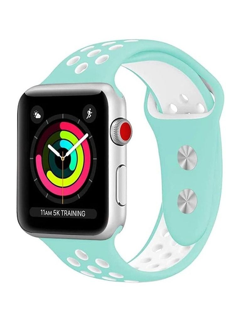 VITION - Sport Band Compatible with Apple Watch Band, Breathable Soft Silicone Replacement Wristband for iWatch Series 7/6/5/4/3/2/1/SE Nike+/Sports Edition 41mm/40mm/38mm green white - Image 1