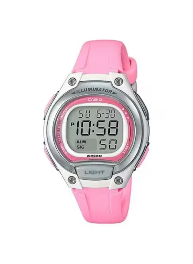 CASIO Women's Digital Display Watch With Pink Resin Strap - LW-203-4A