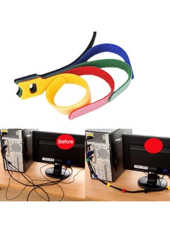 erorex Reusable Fastening Cable Ties With Hook And Loop 6 Inch Multi Purpose Cable Straps Wire Ties Cable Management Adjustable Cord Organizer Ties For Computer 5 Colors 50Pcs  - Image 3