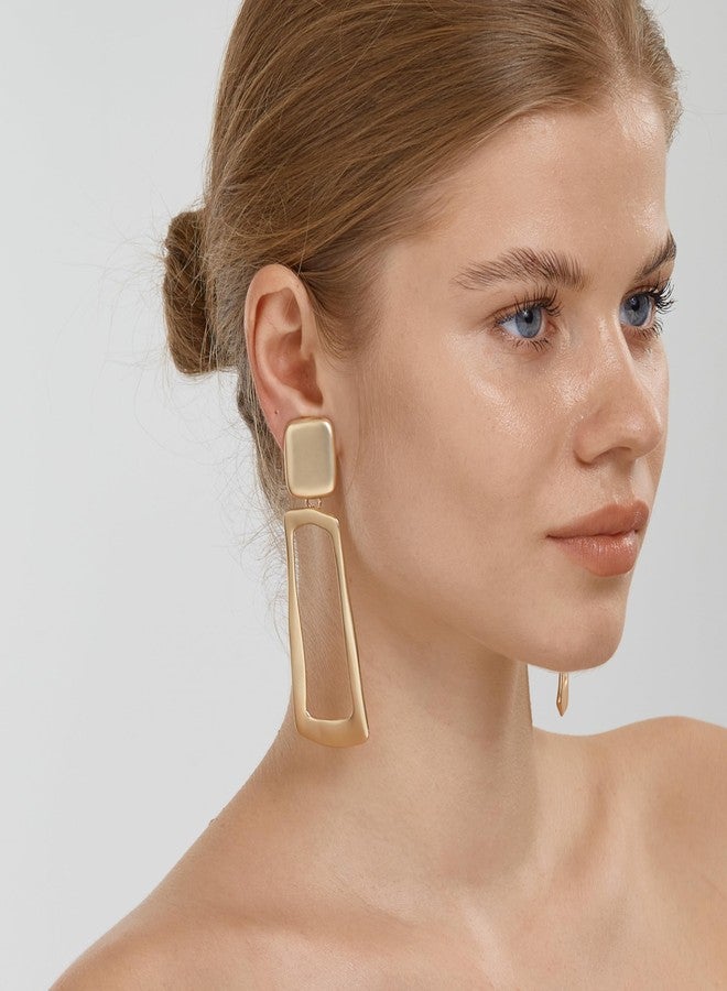 FANZE 2 Pairs Long Dangle Matte Gold Sliver Clip on Earrings for Women No Piercing Fashion Chunky Jewelry Gift for Party Prom Wedding Valentines Chrismas - Image 4