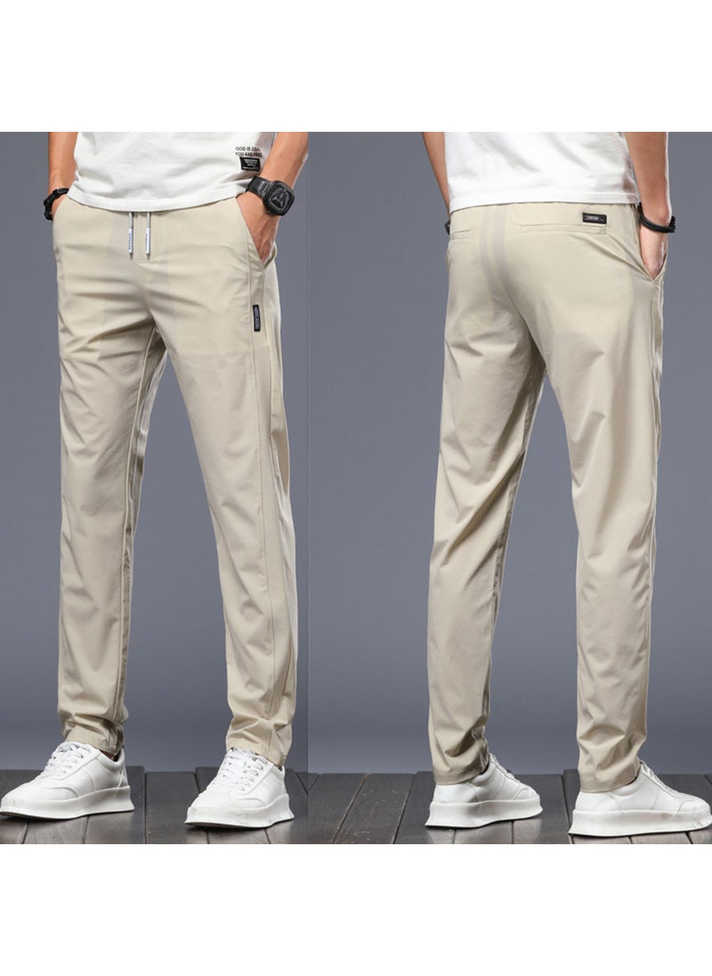 Generic Four Seasons Men's Ice Silk Pants Stretch Regular Four Seasons Trendy Casual Pants Breathable Sweat Absorbing Soft Tether Men's Pants  - Image 4