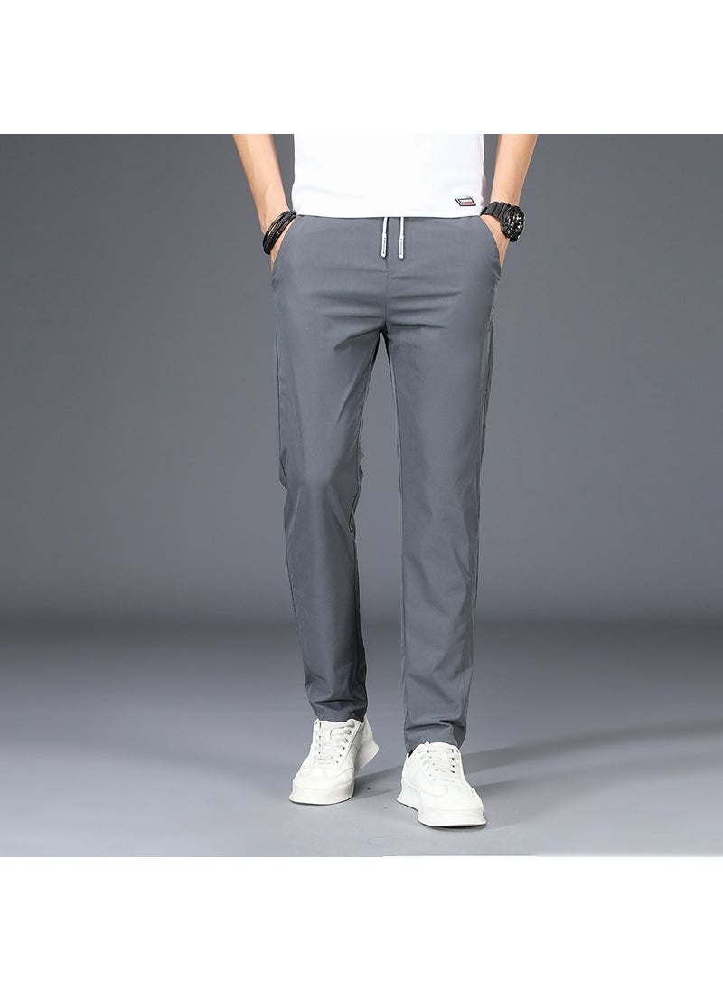 Generic Four Seasons Men's Ice Silk Pants Stretch Regular Four Seasons Trendy Casual Pants Breathable Sweat Absorbing Soft Tether Men's Pants  - Image 2