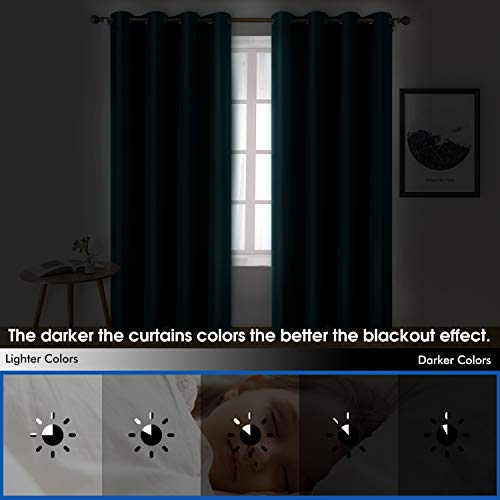 HOMEIDEAS 2 Panels Teal Faux Silk Blackout Curtains, 52 X 108 Inch Room Darkening Satin Thermal Insulated Window Drapes for Bedroom, Indoor, Nursery - Image 4