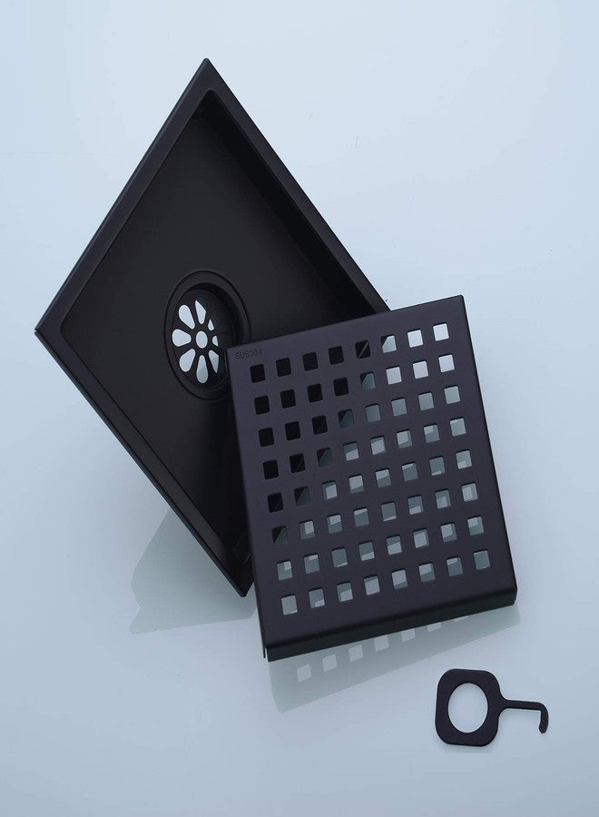 orhemus 6 inch Stainless Steel Shower Floor Drain with Removable Grid Cover, Black - Image 4