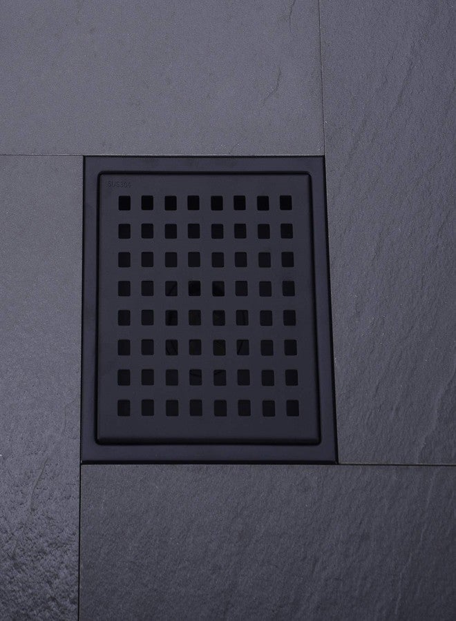 orhemus 6 inch Stainless Steel Shower Floor Drain with Removable Grid Cover, Black - Image 2