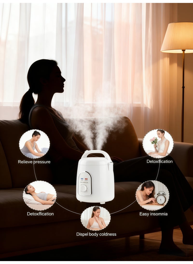 شو وو جهاز بخار ساونا محمول بسعة 1.5 لتر، مولد بخار محدث مع مؤقت، ملحقات ساونا السبا المنزلية، قابس 220 فولت، دش سبا منزلي، استرخاء الجسم، تجميل الوجه - Image 5