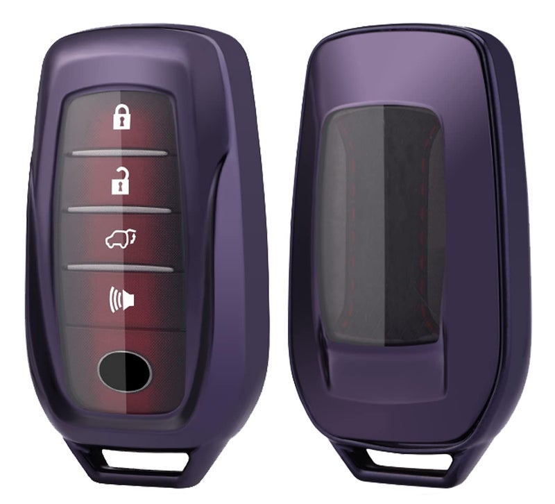 Full Protection TPU Key Fob Cover Case fit for Toyota Venza RAV4 Prime Fortuner Land Cruiser Highlander Keyless Entry Key Accessories Dark Purple