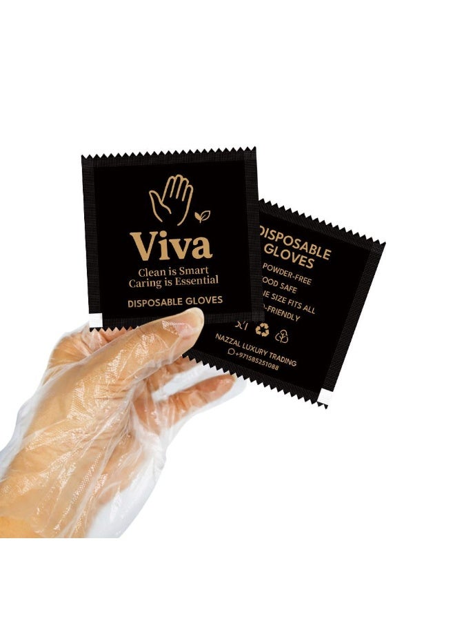 Viva Disposable Gloves – (200 Pairs) Individually Packed – Clear, Powder-Free, Food Safe, One Size Fits Most – Premium Hygiene for Restaurants & Home Use - Image 5