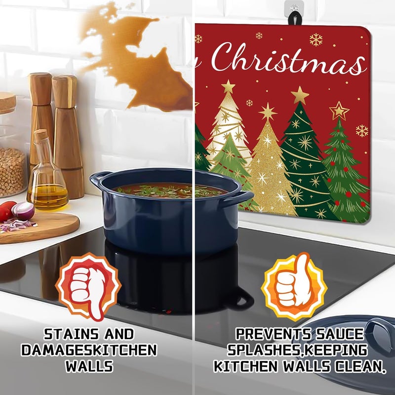Seimip Merry Christmas trees Stove Top Cover Retro Gas Stove Top Cover for Home Decoration Kitchen Pad Non-Stick Washable Cooktop Covers Countertop Protector Keep Stove Clean Black - Image 4