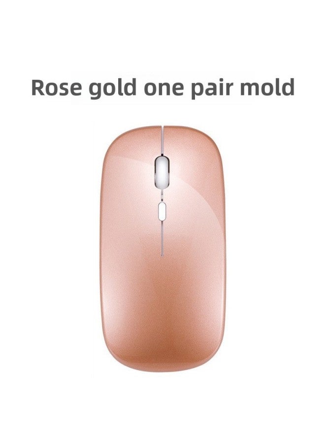 Loquat Luminous Office Bluetooth Mute Wireless Mouse Gift Gaming Computer Laptop Charging Mouse-Color:Charging 2.4g Wireless + Bluetooth★★★ Rose Gold - Image 1