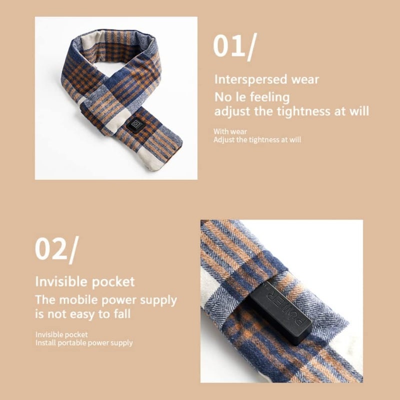 ويوبلز وشاح تدفئة بثلاثة مستويات حرارة، وشاح تدفئة قابل لإعادة الشحن، وبطارية شحن متنقلة، وشاح شتوي دافئ للرجال والنساء، مناسب للتخييم والمشي لمسافات طويلة والتزلج وعيد الميلاد - Image 2