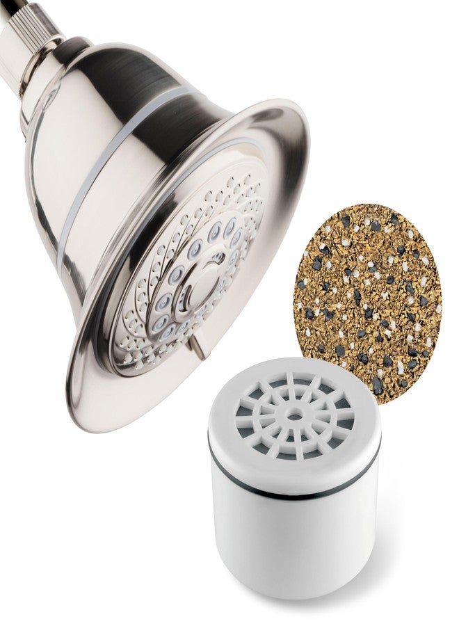 Hotel Spa 1152 AquaCare Head 5 Inch Face 6 Setting Showerhead with 3 Stage Shower Filter Cartridge Inside. (Brushed Nickel Finish) - Image 1