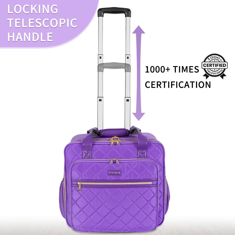 Ytonet Rolling Briefcase for Women, 17.3 Inch Large Rolling Laptop Bag with Wheels, Water Resistant Stylish Overnight Computer Bag for Work Travel College Business Wife Mom Teacher, Purple - Image 3