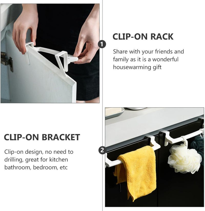 6Pcs Plastic Single Rod Towel Racks Over Cabinet Door Towel Holder Bathroom Washcloth Organizer White for Home Storage - Image 5