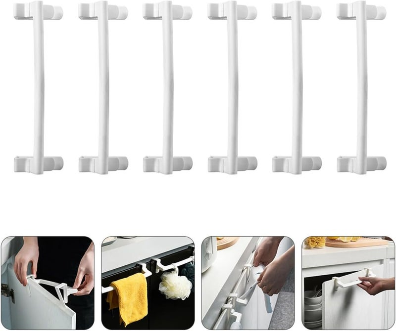 6Pcs Plastic Single Rod Towel Racks Over Cabinet Door Towel Holder Bathroom Washcloth Organizer White for Home Storage - Image 3