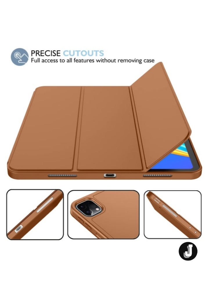 JAJEEK "iPad Pro 12.9 Case (2022/2021, 6th/5th Gen) with Pencil Holder – Supports 2nd Gen Pencil Charging, Trifold Stand, Auto Wake/Sleep, Soft TPU Back, Brown" - Image 3