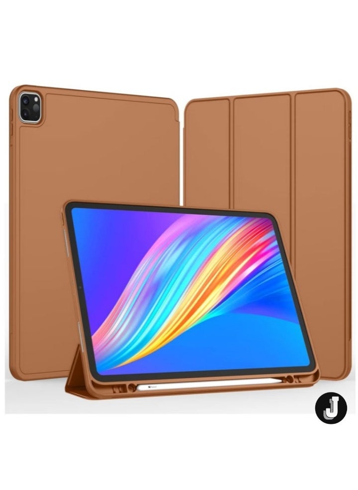 JAJEEK "iPad Pro 12.9 Case (2022/2021, 6th/5th Gen) with Pencil Holder – Supports 2nd Gen Pencil Charging, Trifold Stand, Auto Wake/Sleep, Soft TPU Back, Brown" - Image 1
