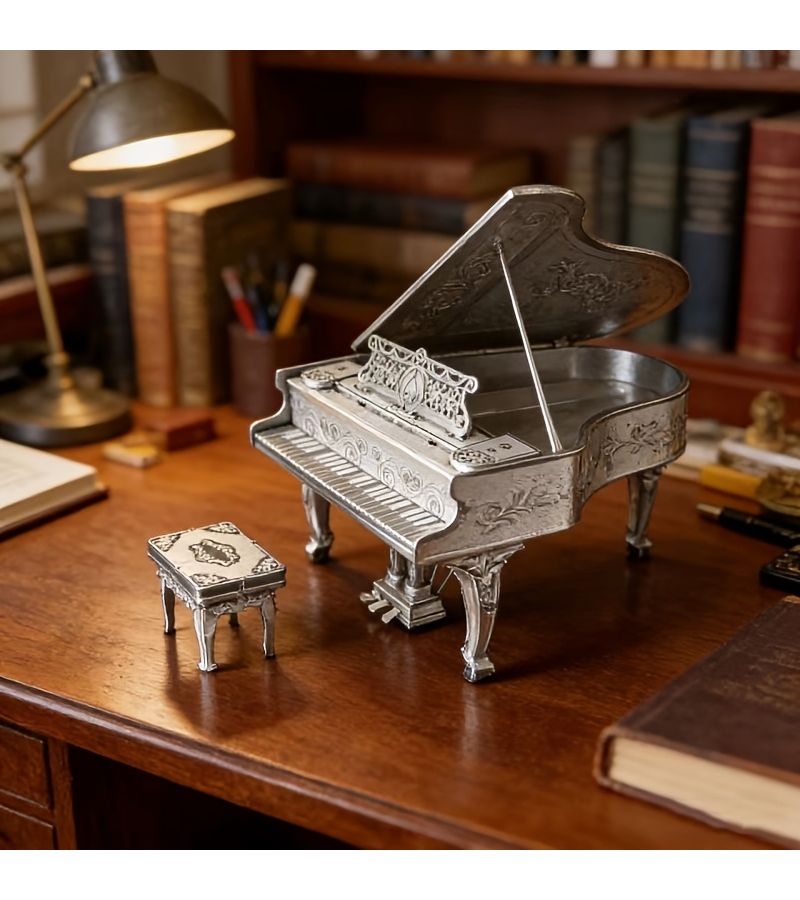 Silver Piano Metal Puzzle Assembly Toy 3D Three Dimensional Game Creative Musical Instrument Model Craft Home Decoration Piece Artwork Christmas Halloween Gift Educational Puzzle Toy - Image 3