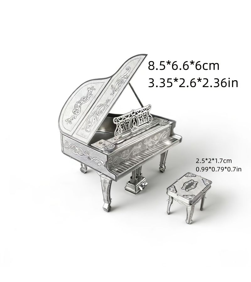 Silver Piano Metal Puzzle Assembly Toy 3D Three Dimensional Game Creative Musical Instrument Model Craft Home Decoration Piece Artwork Christmas Halloween Gift Educational Puzzle Toy - Image 2