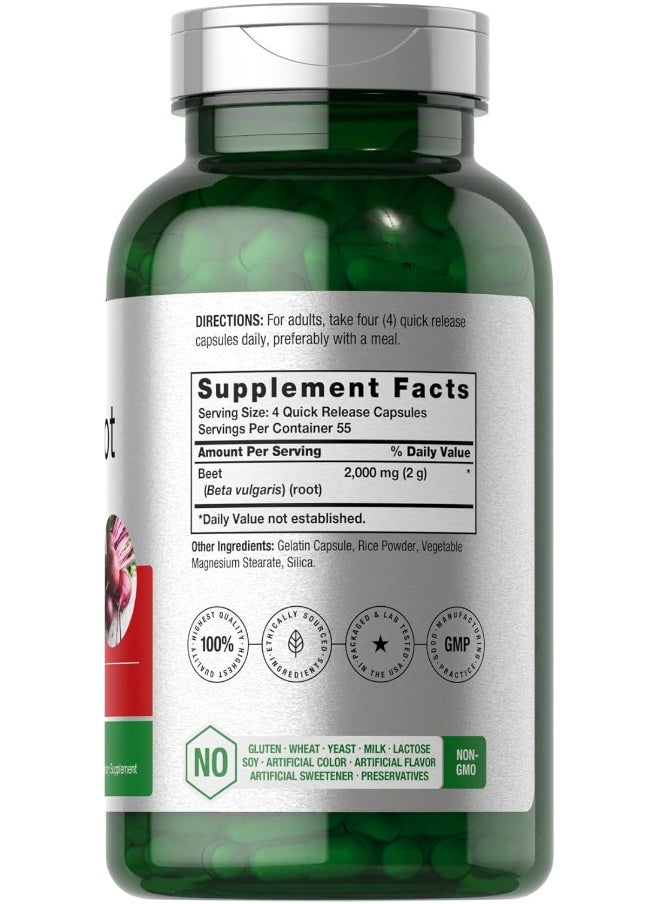 Horbaach Beet Root Powder Capsules 2000Mg 220 Pills Herbal Extract Gluten Free, Non-Gmo Supplement  - Image 2