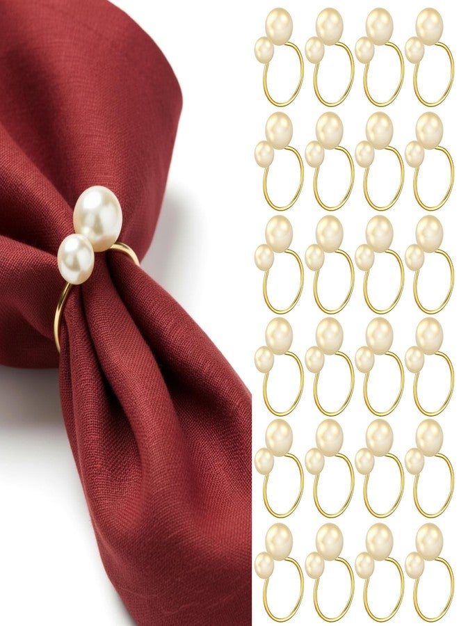 Sliner 36 Pcs Pearl Napkin Rings, Gold Table Napkin Holder Buckles for Dinning Table Setting Christmas Wedding Party Supplies - Image 1