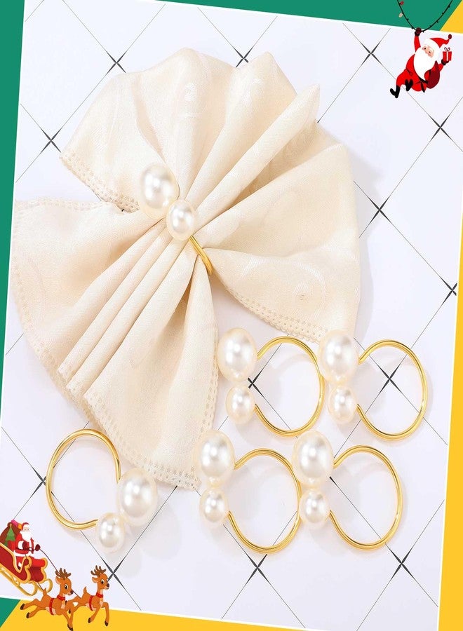 Sliner 36 Pcs Pearl Napkin Rings, Gold Table Napkin Holder Buckles for Dinning Table Setting Christmas Wedding Party Supplies - Image 3
