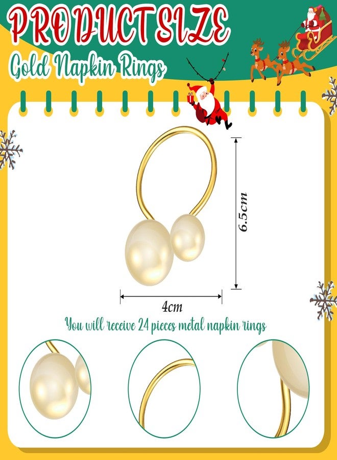 Sliner 36 Pcs Pearl Napkin Rings, Gold Table Napkin Holder Buckles for Dinning Table Setting Christmas Wedding Party Supplies - Image 2