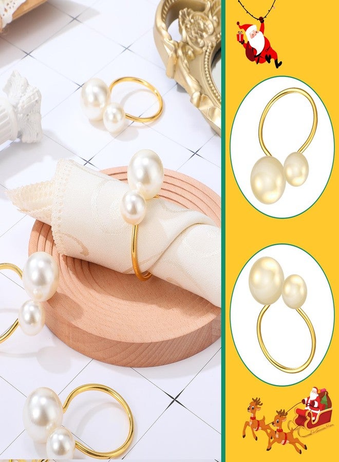 Sliner 36 Pcs Pearl Napkin Rings, Gold Table Napkin Holder Buckles for Dinning Table Setting Christmas Wedding Party Supplies - Image 5