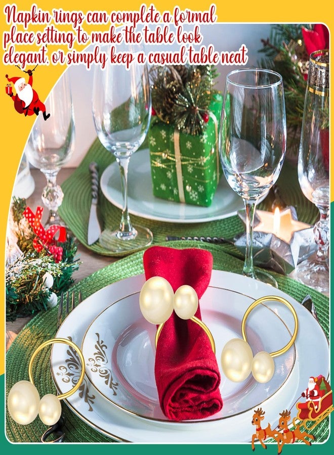Sliner 36 Pcs Pearl Napkin Rings, Gold Table Napkin Holder Buckles for Dinning Table Setting Christmas Wedding Party Supplies - Image 4