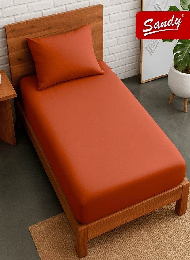 ساندي طقم شرشف مطاط ساندي فاخر بجودة الفنادق مع غطاء وسادة، طقم من 2 قطعة، شديد النعومة وجيد التهوية وبارد, مقاس مفرد نفر 100 × 200 سم, طوبي - Image 1