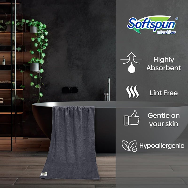 SOFTSPUN منشفة رياضية و جيم من الألياف الدقيقة للرجال والنساء 1 قطعة رمادي 340 جرام لكل متر مربع 60X120 سم تجفيف سريع فائقة الامتصاص خفيفة الوزن و مدمجة للغاية لمنشفة العرق للتمارين الرياضية والتخييم والمشي والسفر. - Image 3