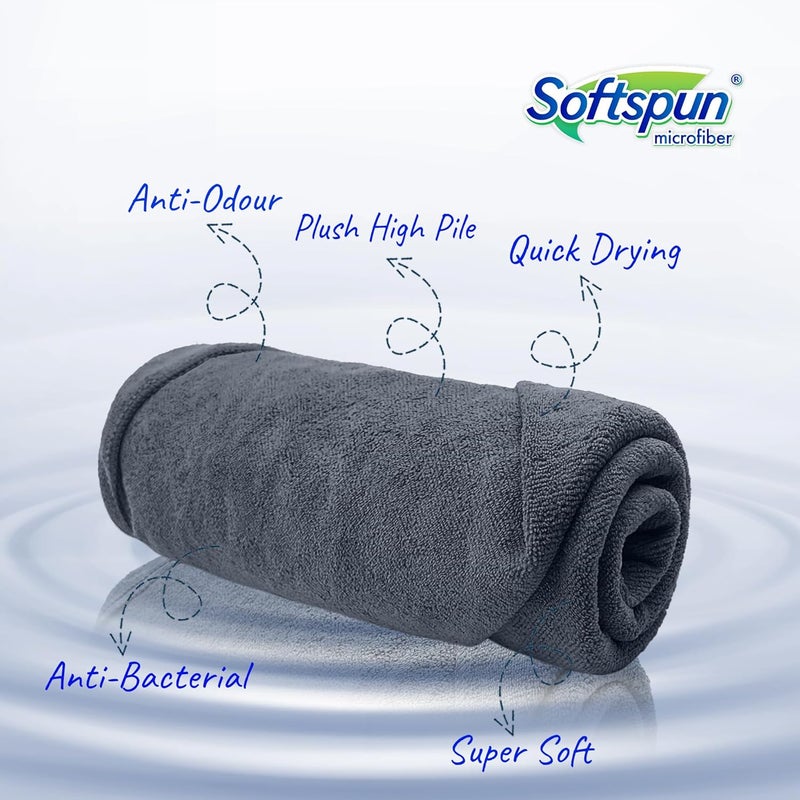 SOFTSPUN منشفة رياضية و جيم من الألياف الدقيقة للرجال والنساء 1 قطعة رمادي 340 جرام لكل متر مربع 60X120 سم تجفيف سريع فائقة الامتصاص خفيفة الوزن و مدمجة للغاية لمنشفة العرق للتمارين الرياضية والتخييم والمشي والسفر. - Image 2