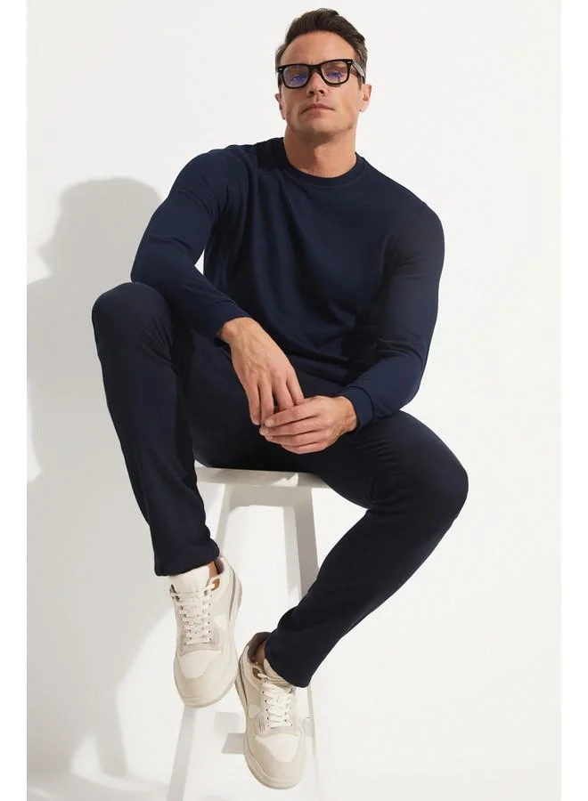 JUNE June Exclusive Men Crew Neck Sweatshirt Dark Navy
