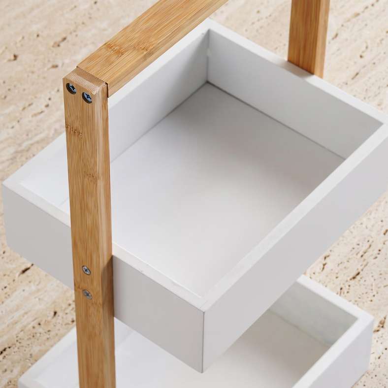 Pan Home Iliad 4 Tier Bamboo Storage Caddy 25x18x90cm - White/Natural - 213MTA9900196 - Image 3