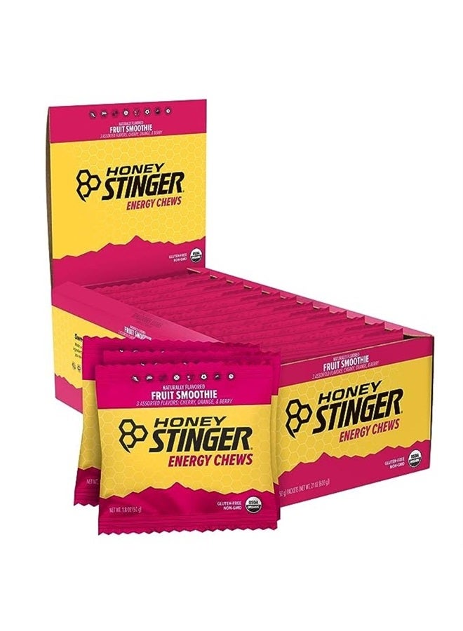 Honey Stinger Organic Fruit Smoothie Energy Chew | Gluten Free & Caffeine Free | for Exercise, Running and Performance | Sports Nutrition for Home & Gym, Pre and Mid Workout | 12 Pack, 21.6 Ounce - Image 1