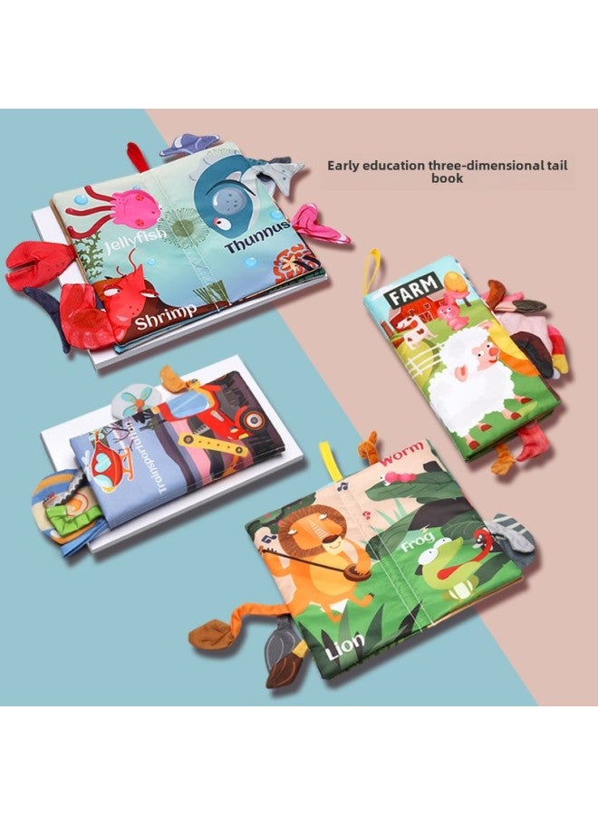 Infant Cloth Book 0-3 Years Old Enlightenment Early Education Three-dimensional Tail Cloth Book Ring Paper Tear Baby Educational Toy Book-Color:Vegetable World Tail Cloth Book ]-Specifications:13*16cm  - Image 2