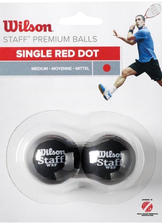 Wilson - Single Dot Squash Ball Soft and Comfortable Durable Handball Ball Non‑Toxic and Wear‑Resistant for Training and Practice(Single Red Dot) - Image 1