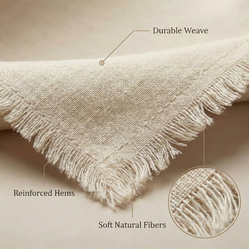 ACCENTHOME Natural Cotton Linen Napkin Set of 12 18x18 inch Dinner Napkins - Washable Soft Premium Hotel Quality Reusable Hemmed Edges Napkins Perfect Table Linens for Family Dinners, Weddings - Image 5