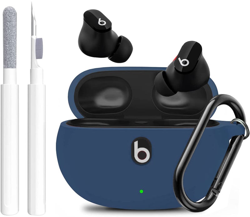 Olytop for Beats Studio Buds/Bud + Case with Cleaner kit 2021/2023, Soft Silicone Case New Beat Studio Buds Plus Cover Protective Skin with Keychain for Beat Studio Earbuds, Blue - Image 1